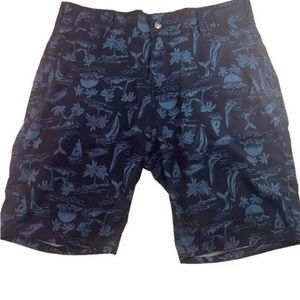 TRUNKS Men’s Sz 34 Navy Blue Tropical Print Multi Functional Hybrid Board Shorts